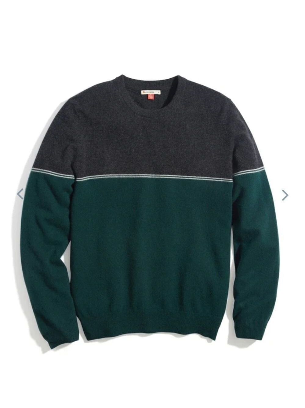 Marine Layer Mason Sweater Charcoal Green Cashmere Colorblock Large